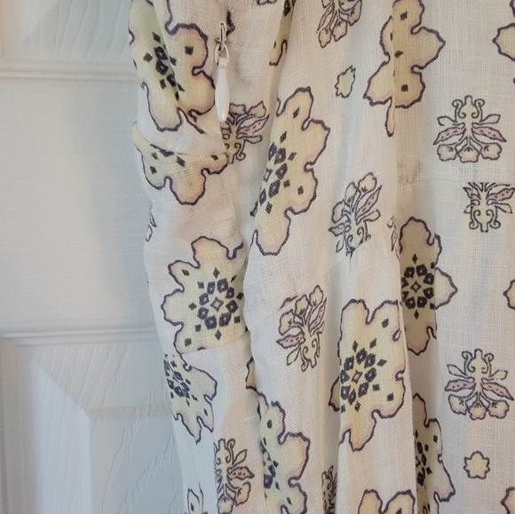 NWT Magaschoni Floral Linen Maxi Dress Cream L Large Summer Flower Cottagecore - Picture 10 of 12